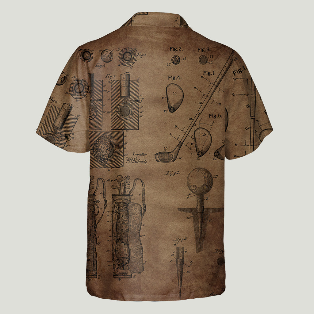 Chemise hawaïenne de golf personnalisée Vintage Golf - Nom personnalisé