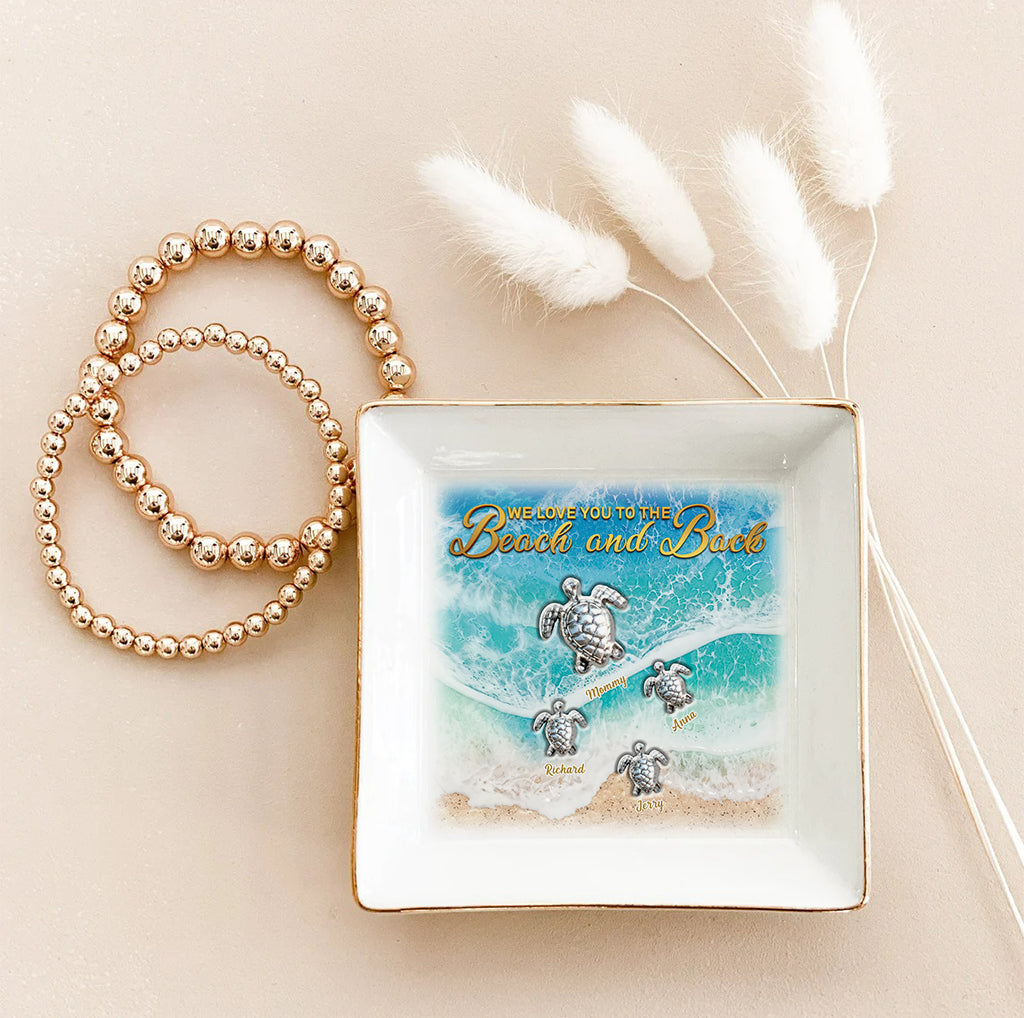 On t'aime jusqu'à la plage et retour - Porte-bijoux tortue personnalisé