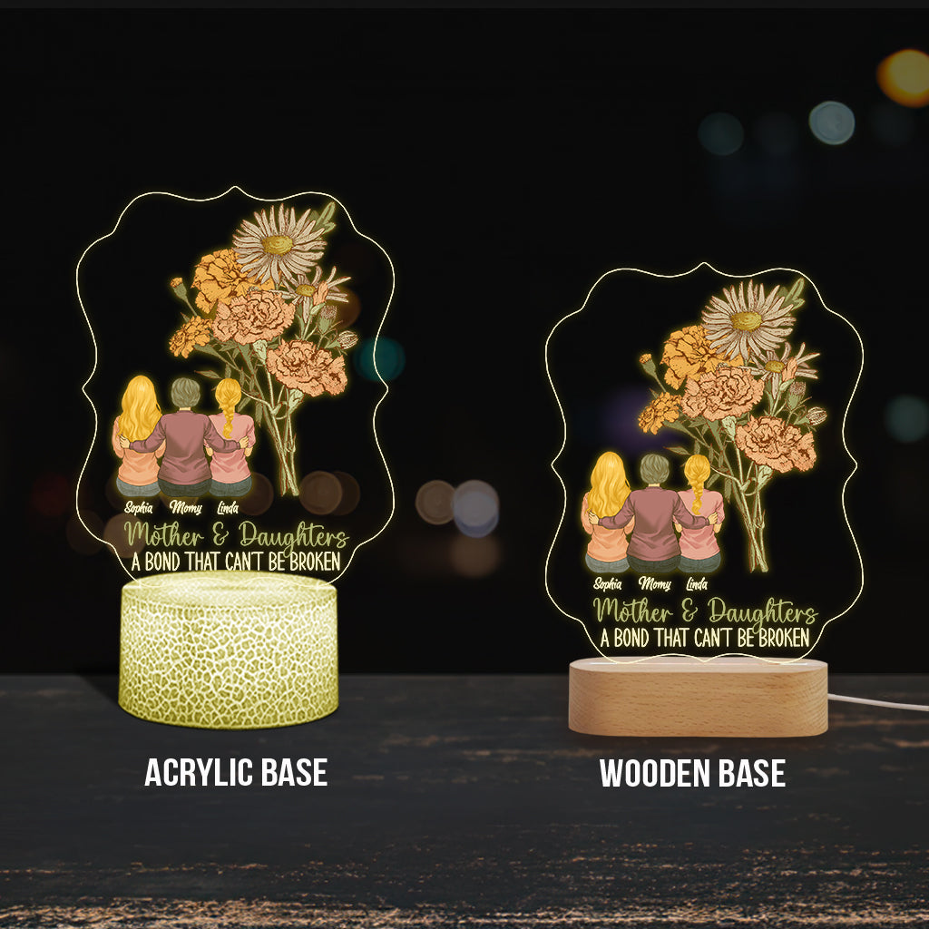 Fleurs de naissance pour la mère et les enfants - Plaque lumineuse personnalisée en forme de mère