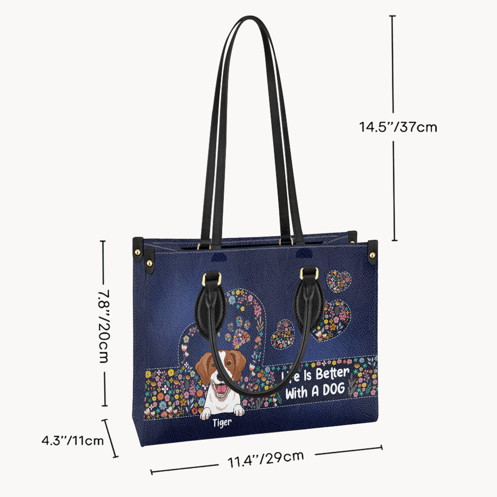 La vie est plus belle avec un chien - Sac à main en cuir personnalisé pour chien