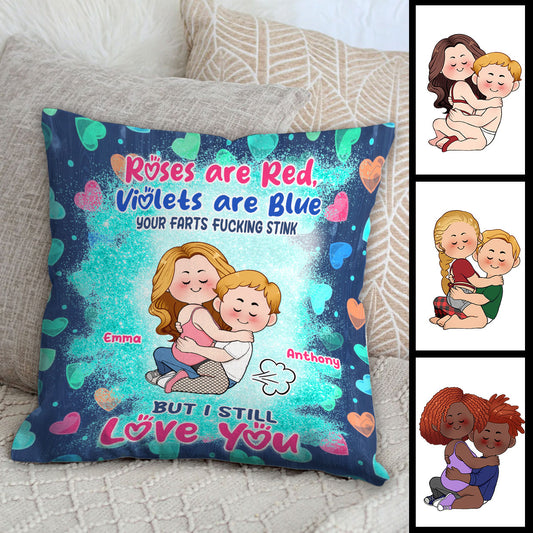 Tes pets puent, mais je t'aime quand même - Coussin décoratif personnalisé pour couple