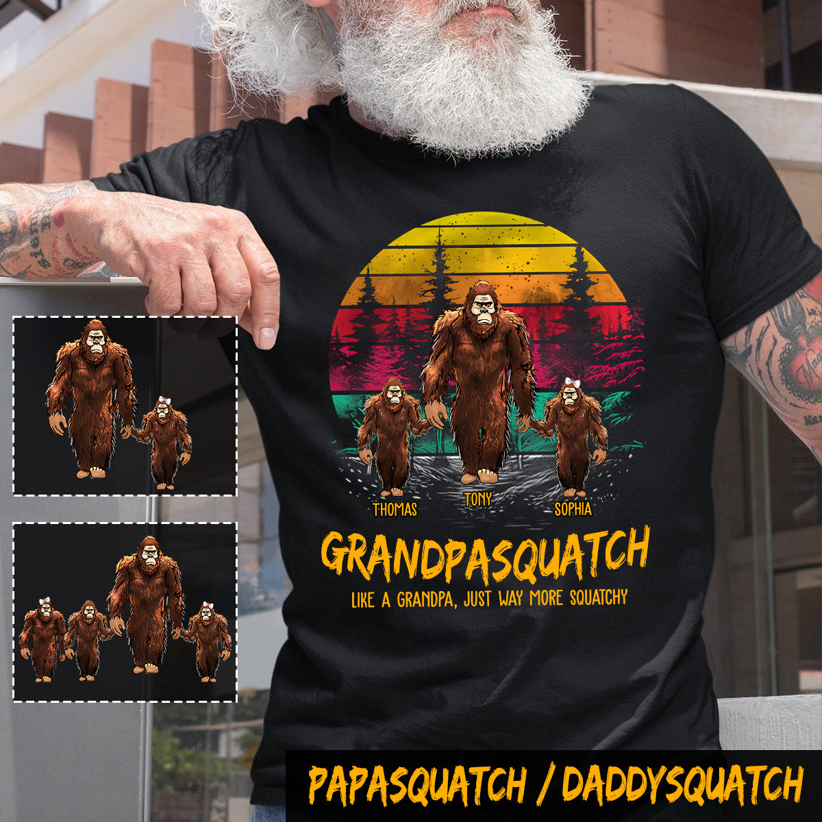 Papasquatch - T-shirt et sweat à capuche personnalisés pour papa
