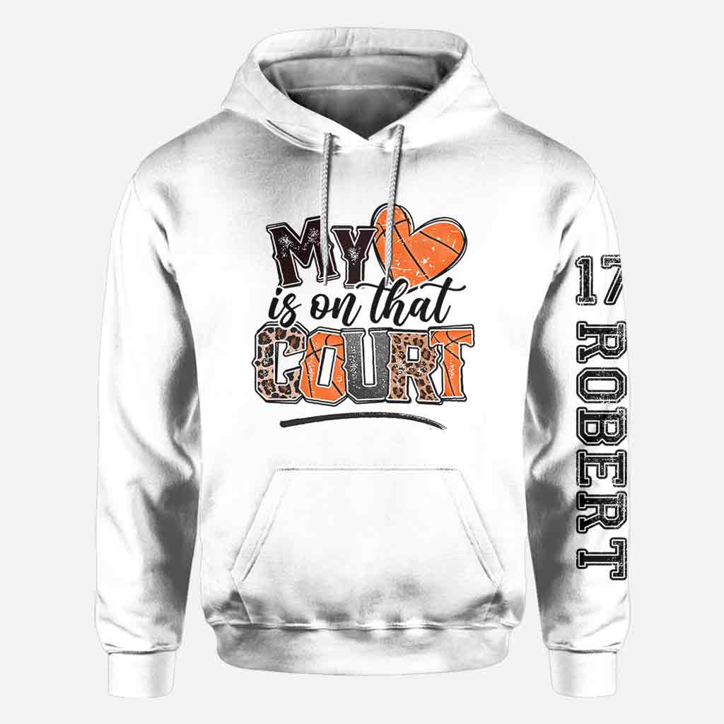 My Heart Is On That Court Basketball Mom - Personalized Basketball All Over Shirt