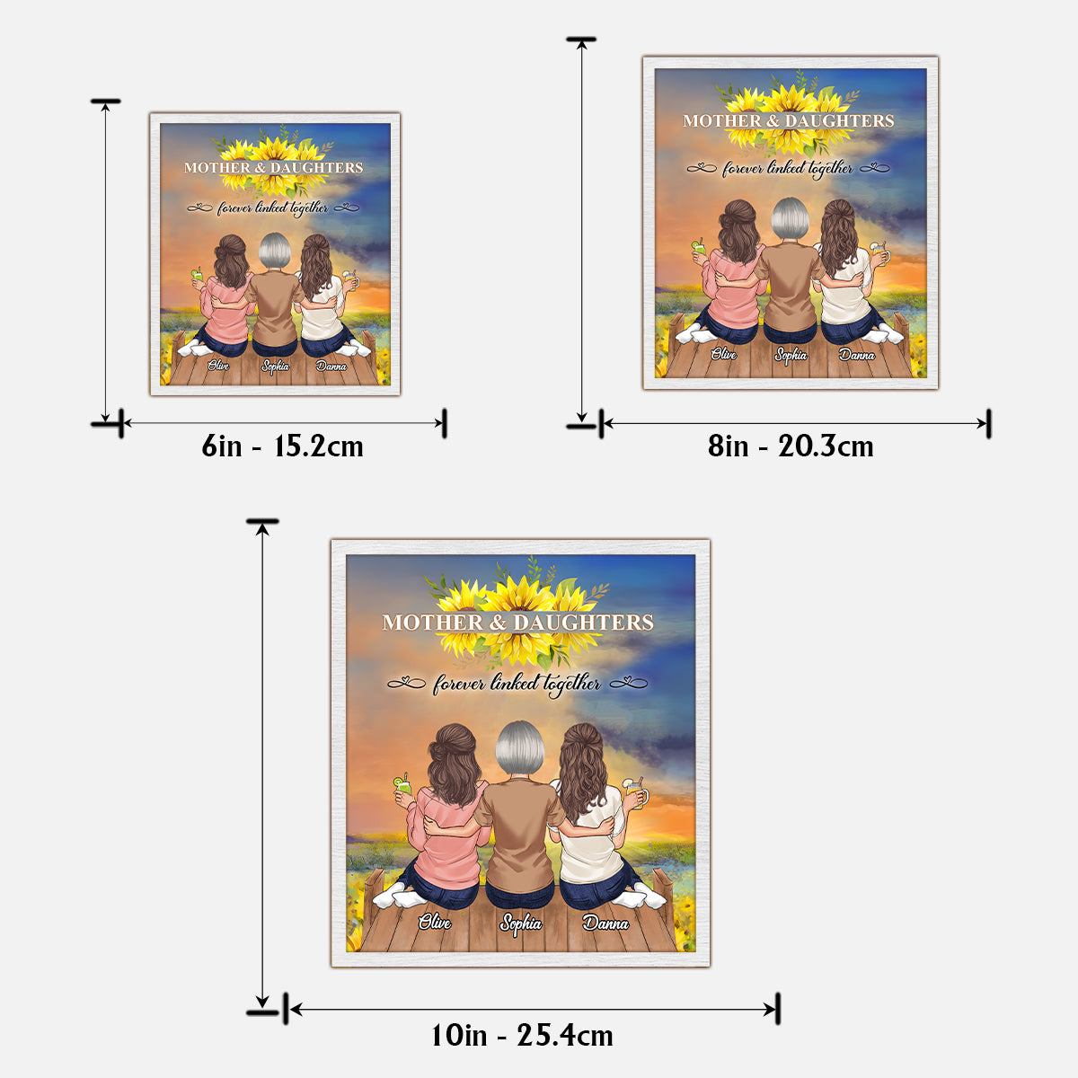 Mère et filles - Plaque en bois personnalisée à 2 couches « Mère »