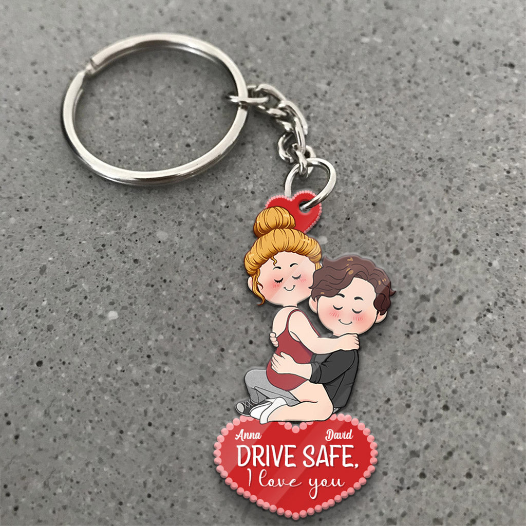 Conduis prudemment, je t'aime - Porte-clés personnalisé pour couple
