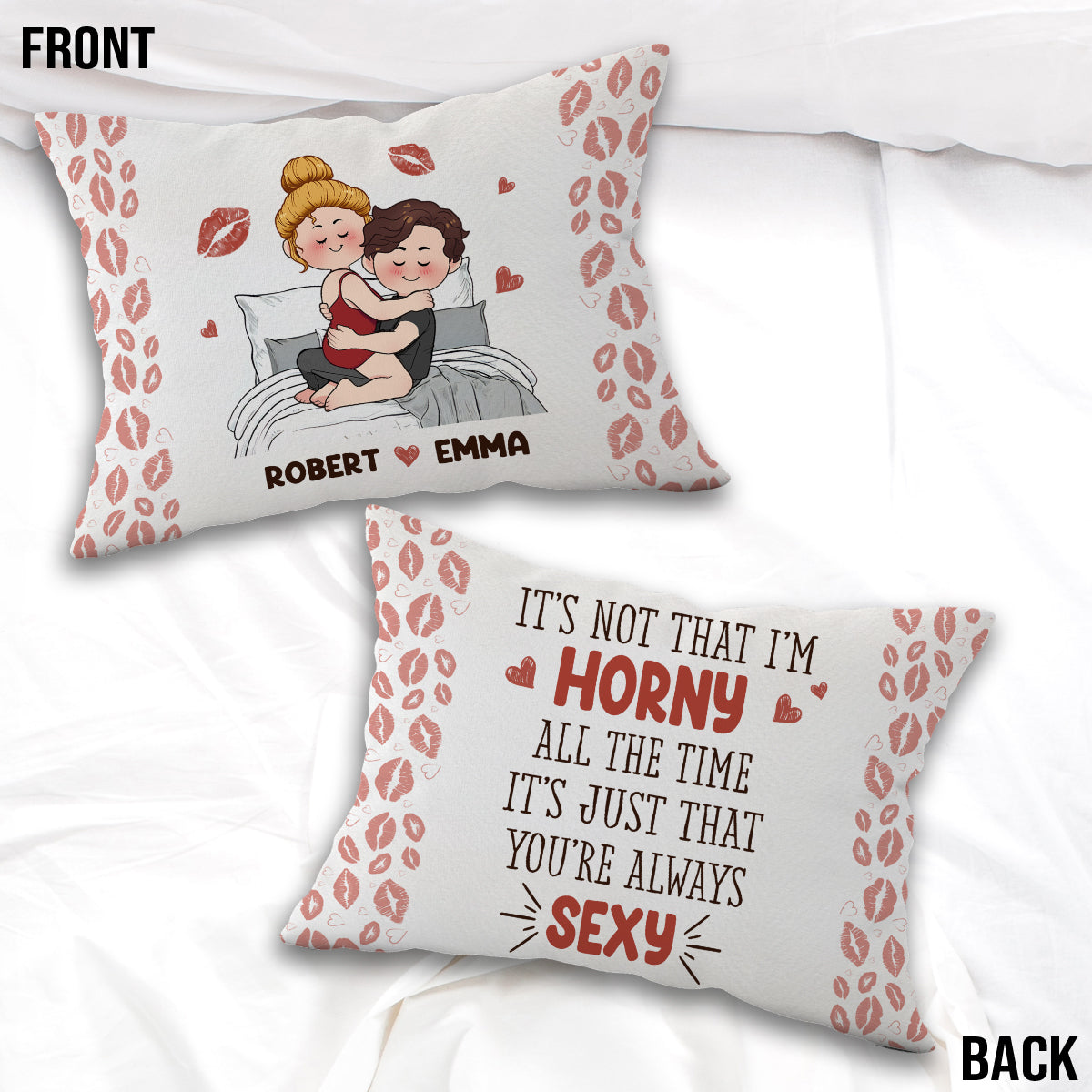 Je t'aime - Housse de coussin rectangulaire personnalisée pour couple