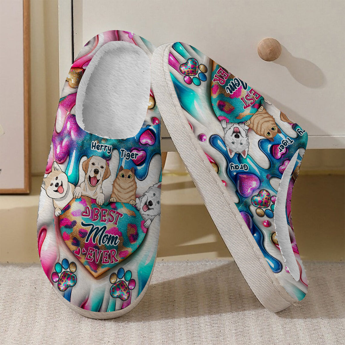 Meilleure maman du monde - Pantoufles personnalisées pour chiens
