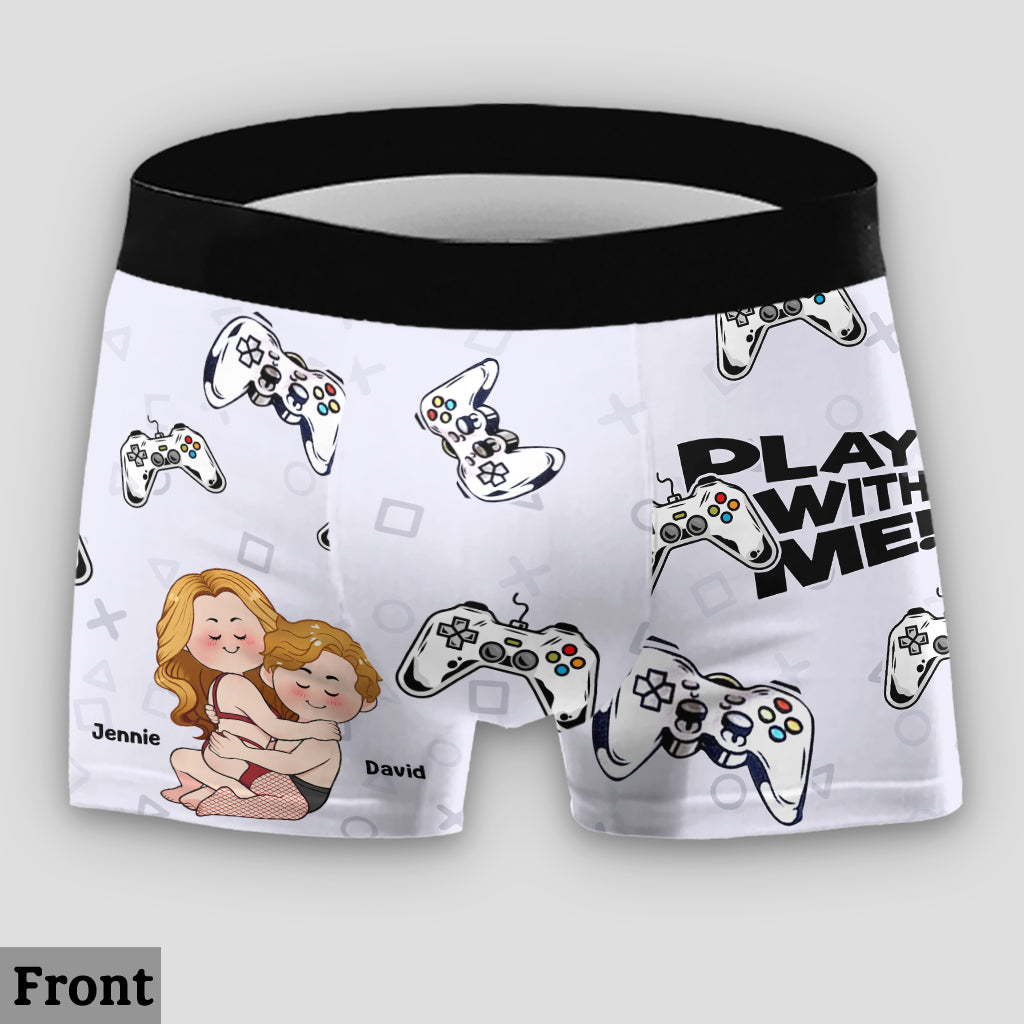 Play With Me - Personalized Video Game Lace Border Women Briefs And Men’s Boxer Briefs