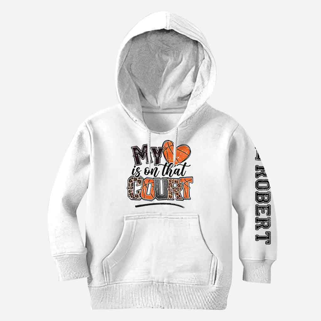 My Heart Is On That Court Basketball Mom - Personalized Basketball All Over Shirt