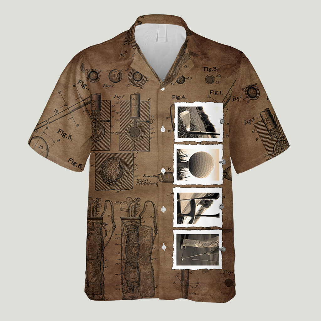 Chemise hawaïenne de golf personnalisée Vintage Golf - Nom personnalisé