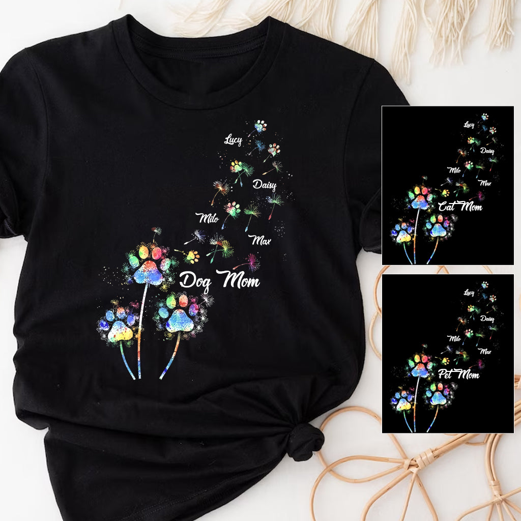 Maman de chien/Maman de chat/Maman d'animal de compagnie - T-shirt et sweat à capuche personnalisés avec pissenlit coloré - Motif chien