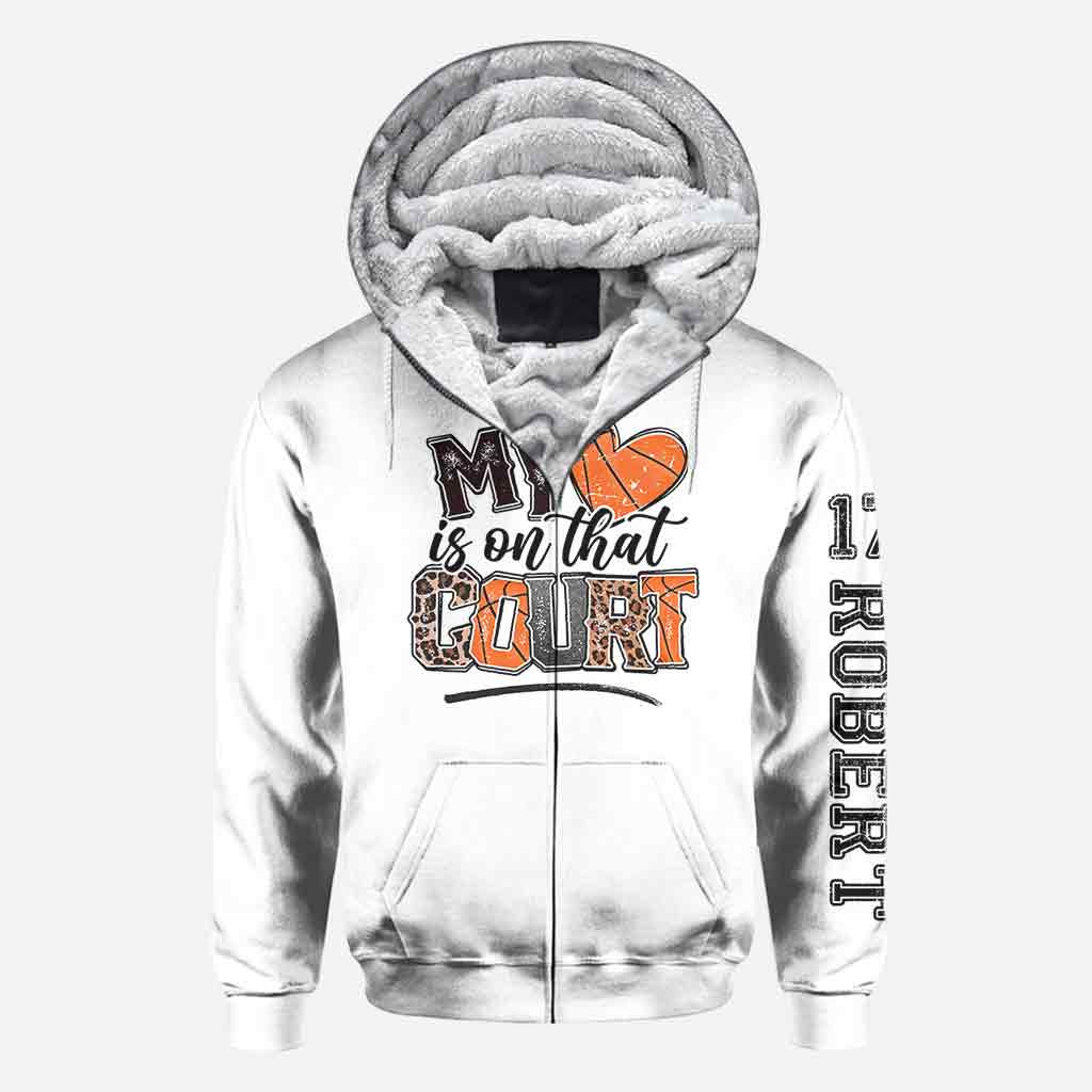 My Heart Is On That Court Basketball Mom - Personalized Basketball All Over Shirt