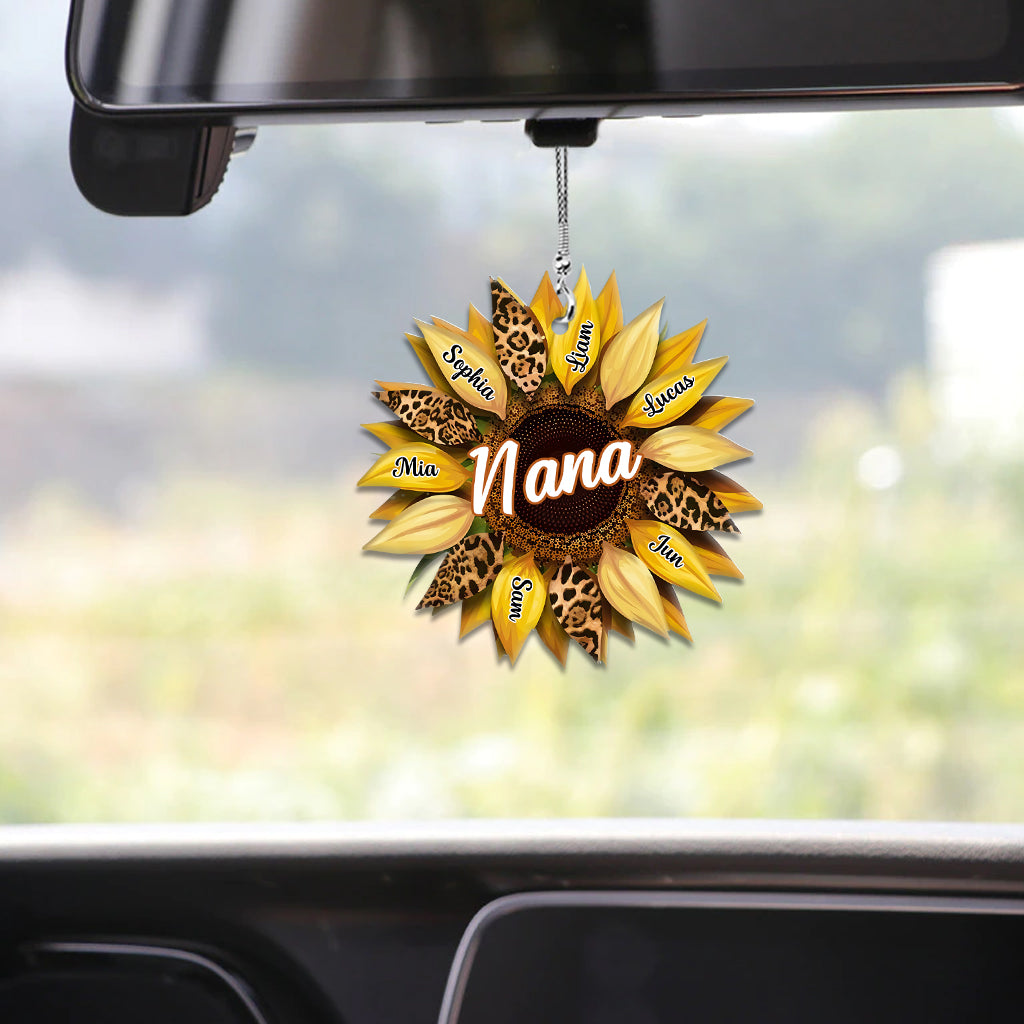 Nana Mom Auntie Family Sunflower - Personalized Grandma Car Ornament