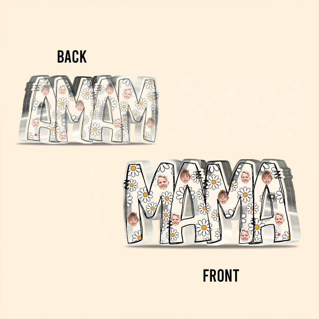 Plaque en acrylique personnalisée « Mama Est. Photo Face Daisy » - Plaque personnalisée pour maman