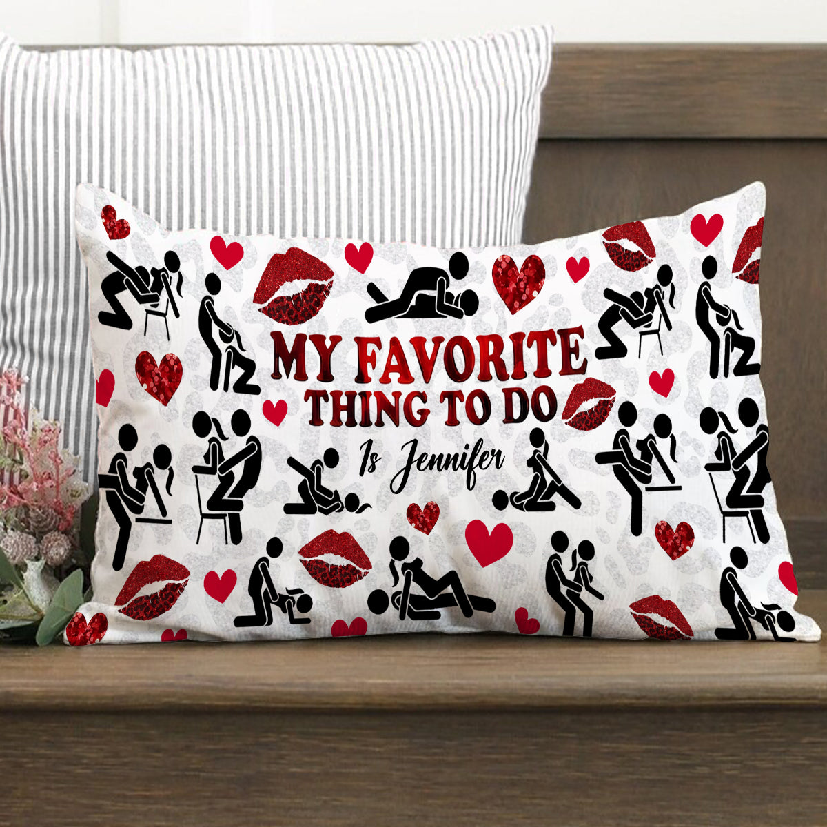 Ma chose préférée à faire, c'est toi - Housse de coussin rectangulaire personnalisée pour couple