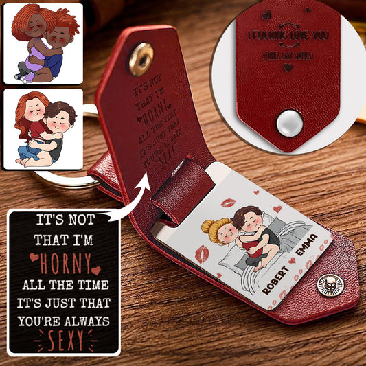 Je t'aime - Porte-clés photo personnalisé en cuir pour couple « Je t'aime »