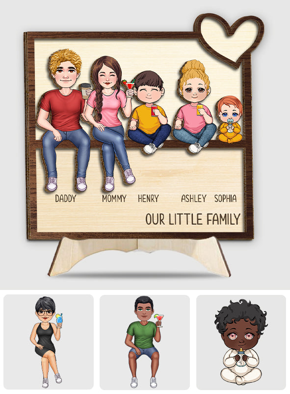 Notre petite famille - Panneau/plaque en bois personnalisé(e) à 2 couches