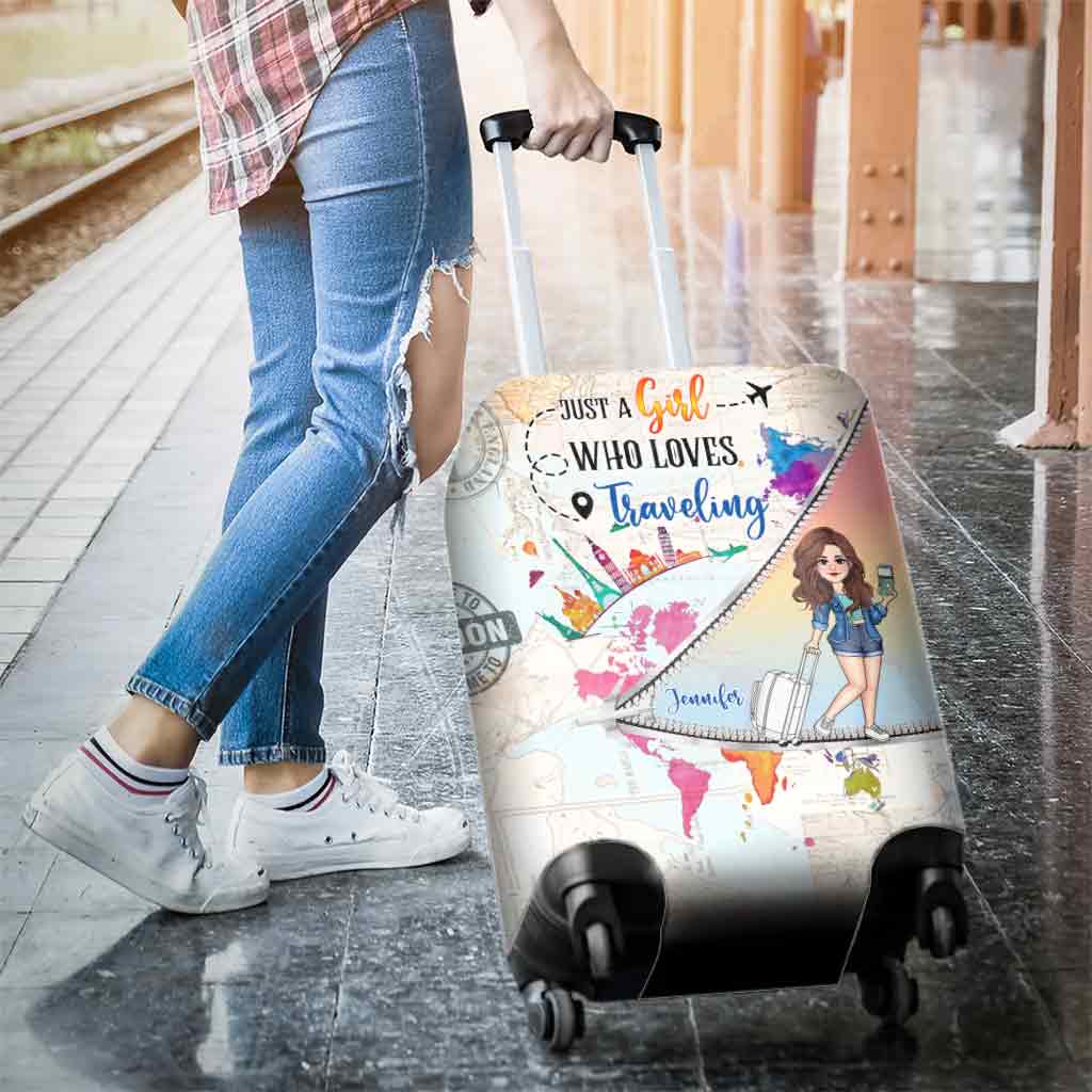 Just A Girl Who Loves Traveling - Personalized Travelling Luggage Cover
