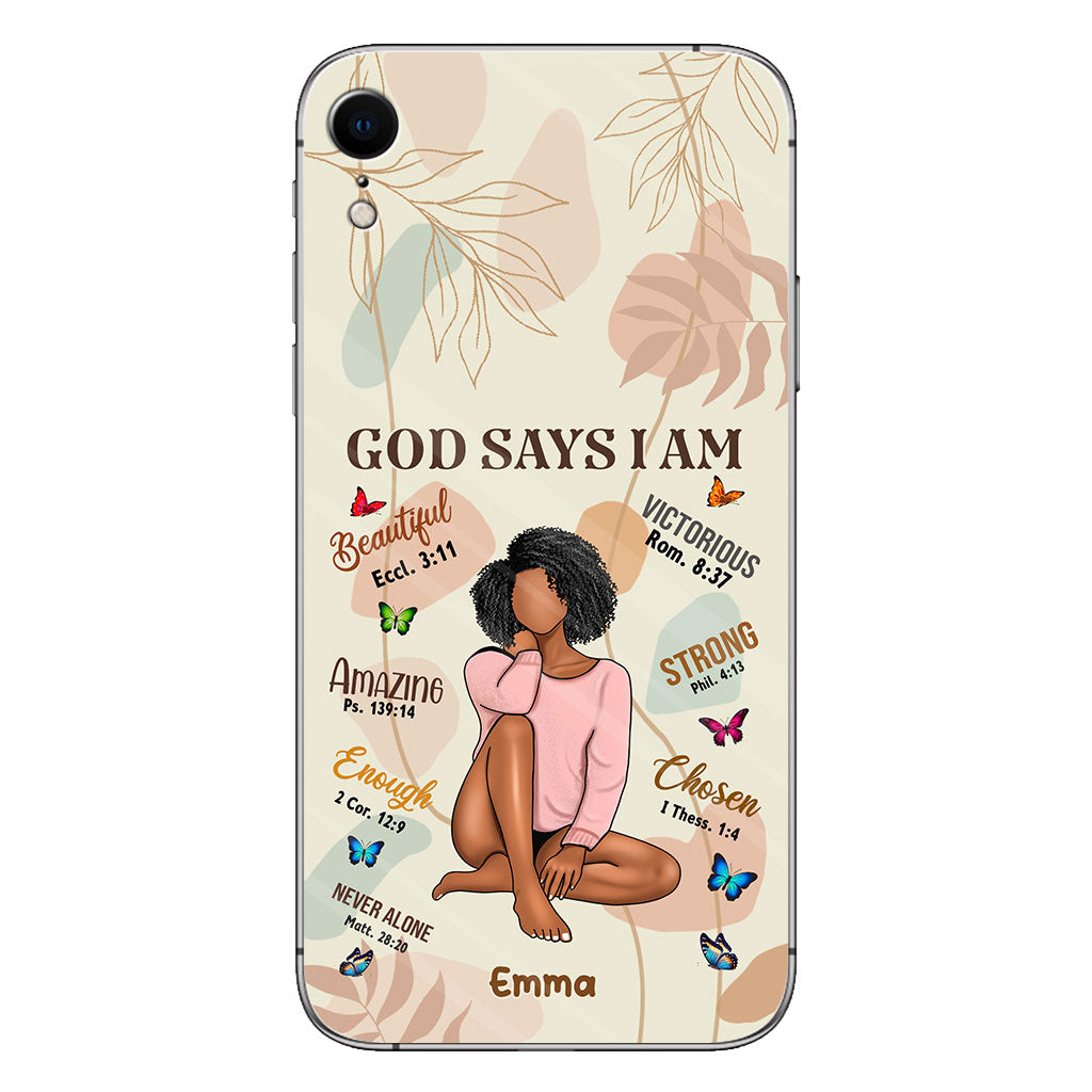 God Says I Am - Personalized African American Phone Case