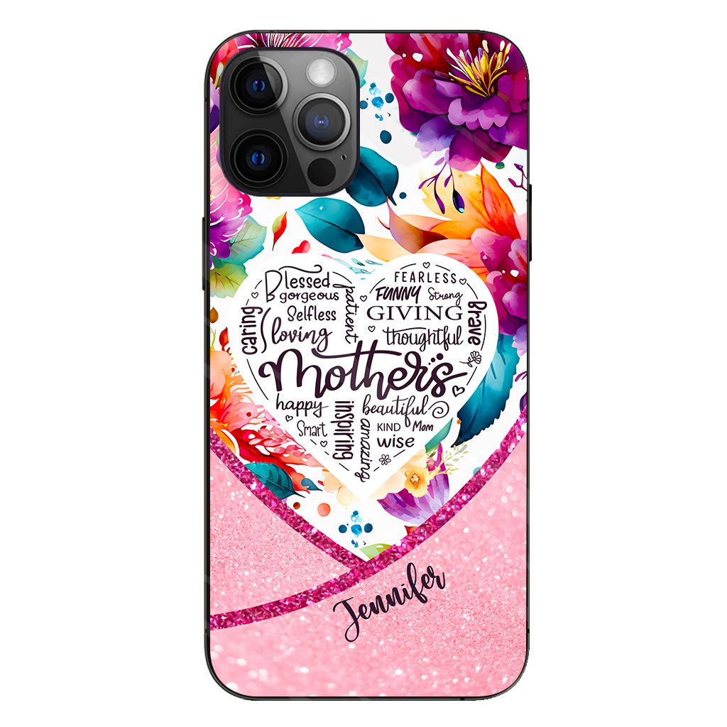 Coque de téléphone transparente personnalisée « Maman est belle » à motif floral vibrant