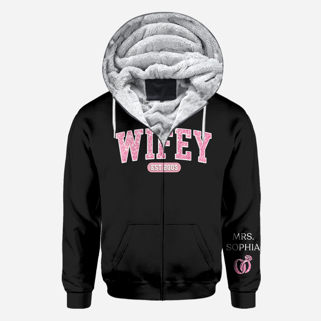 Wifey Est - T-shirt personnalisé mari et femme imprimé sur toute la surface
