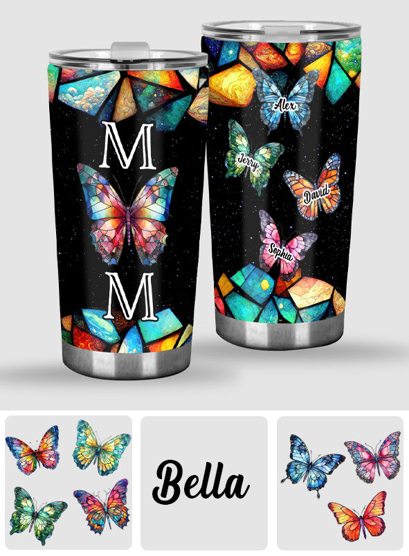 Gobelet personnalisé « Maman Papillon » à motif vitrail coloré