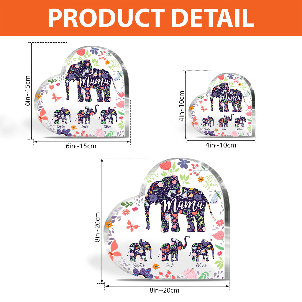 Elephant Mom - Personalized Mother Custom Shaped Acrylic Plaque