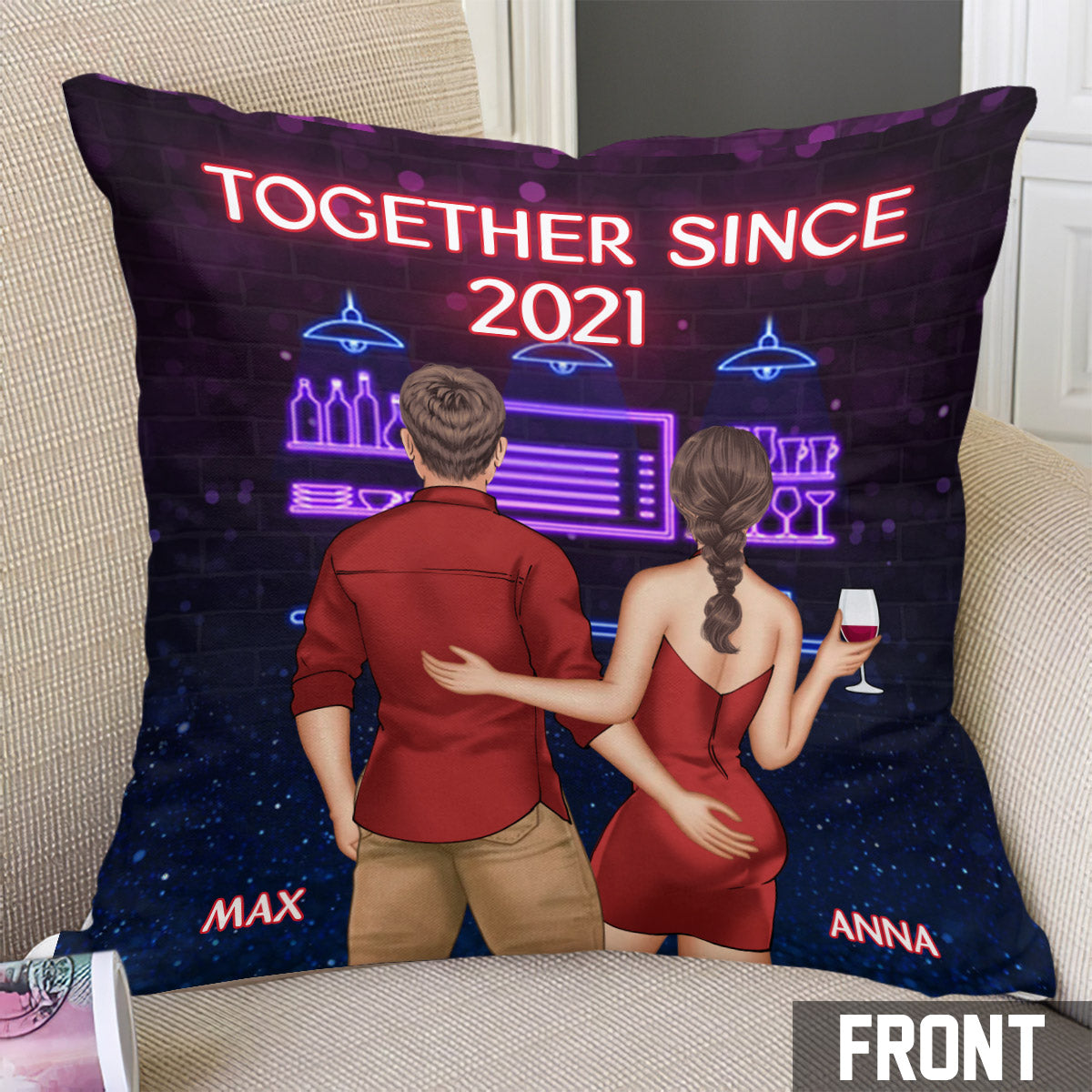 Ça se transforme en une aventure d'un soir qui dure vraiment longtemps - Coussin décoratif personnalisé pour couple