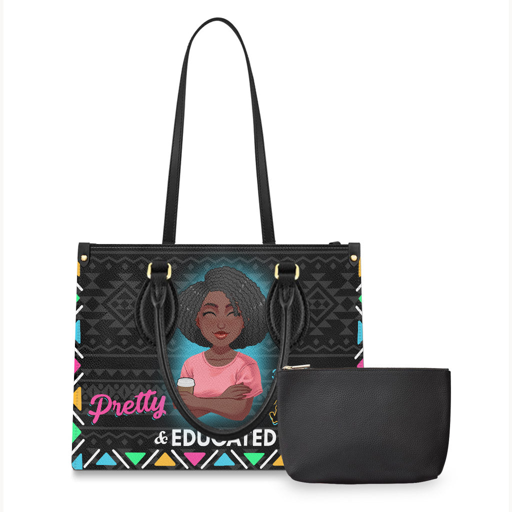 Jolie Noire et Éduquée - Sac à main personnalisé en cuir afro-américain