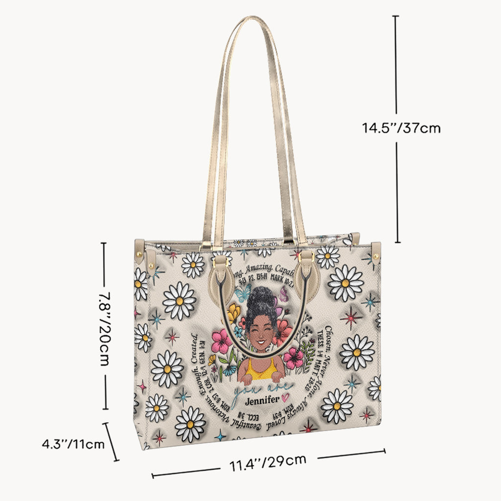 Dieu dit que tu l'es - Sac à main personnalisé en cuir afro-américain