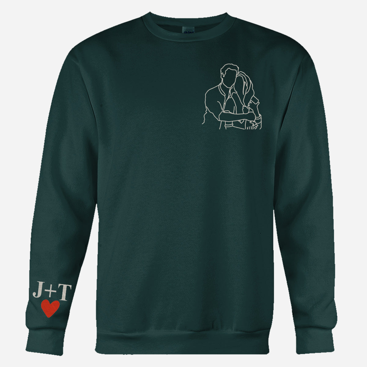 Pull brodé personnalisé pour couple avec photo au trait