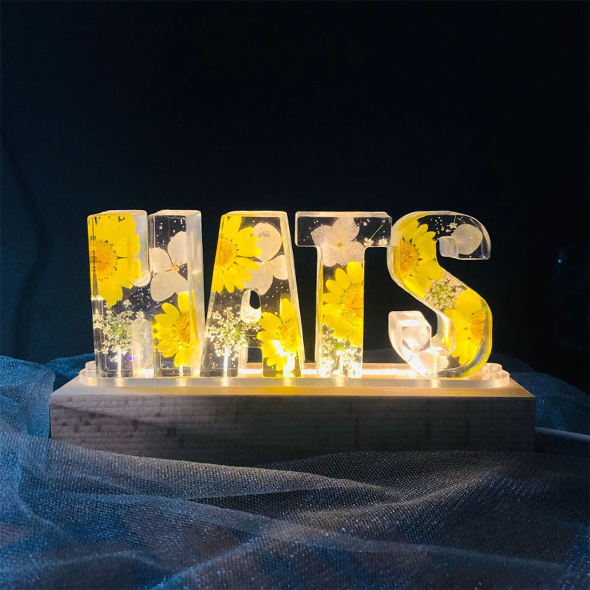 Lampe florale en résine pour maman - Lampe personnalisée avec le nom de maman