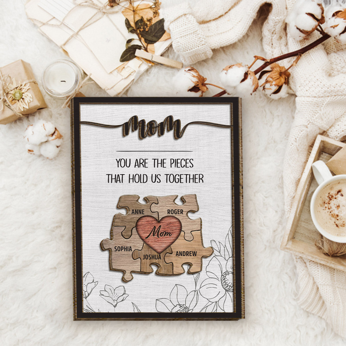 Maman, tu es le pilier de notre couple - Plaque en bois personnalisée à 2 couches