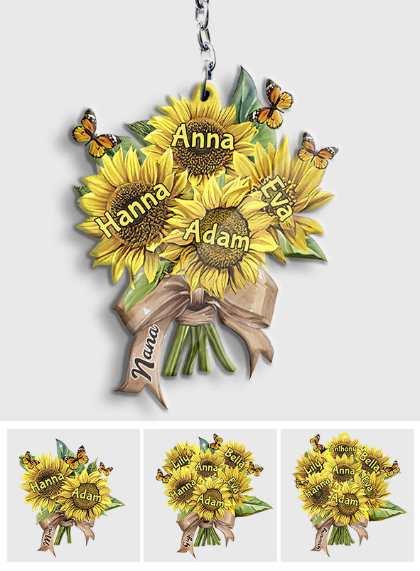 Tournesols de la maman de grand-mère - Porte-clés personnalisé pour grand-mère