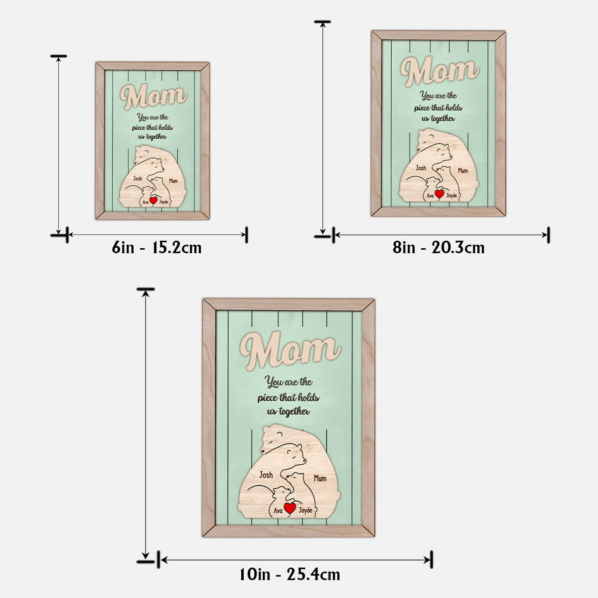 Tu es le pilier de notre couple, Maman Ours - Plaque en bois personnalisée à 2 couches