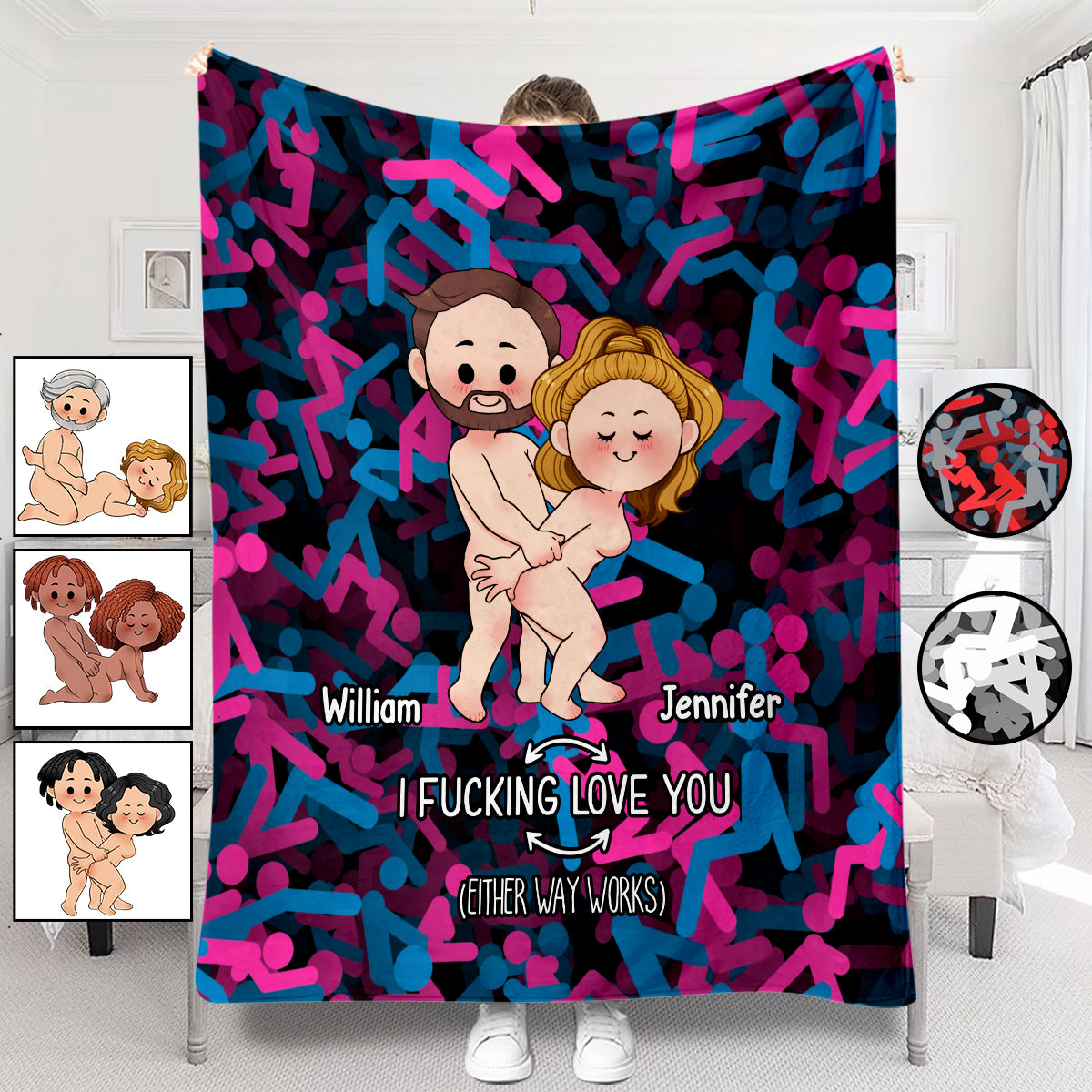 Couverture personnalisée pour couple « Je t'aime » humoristique