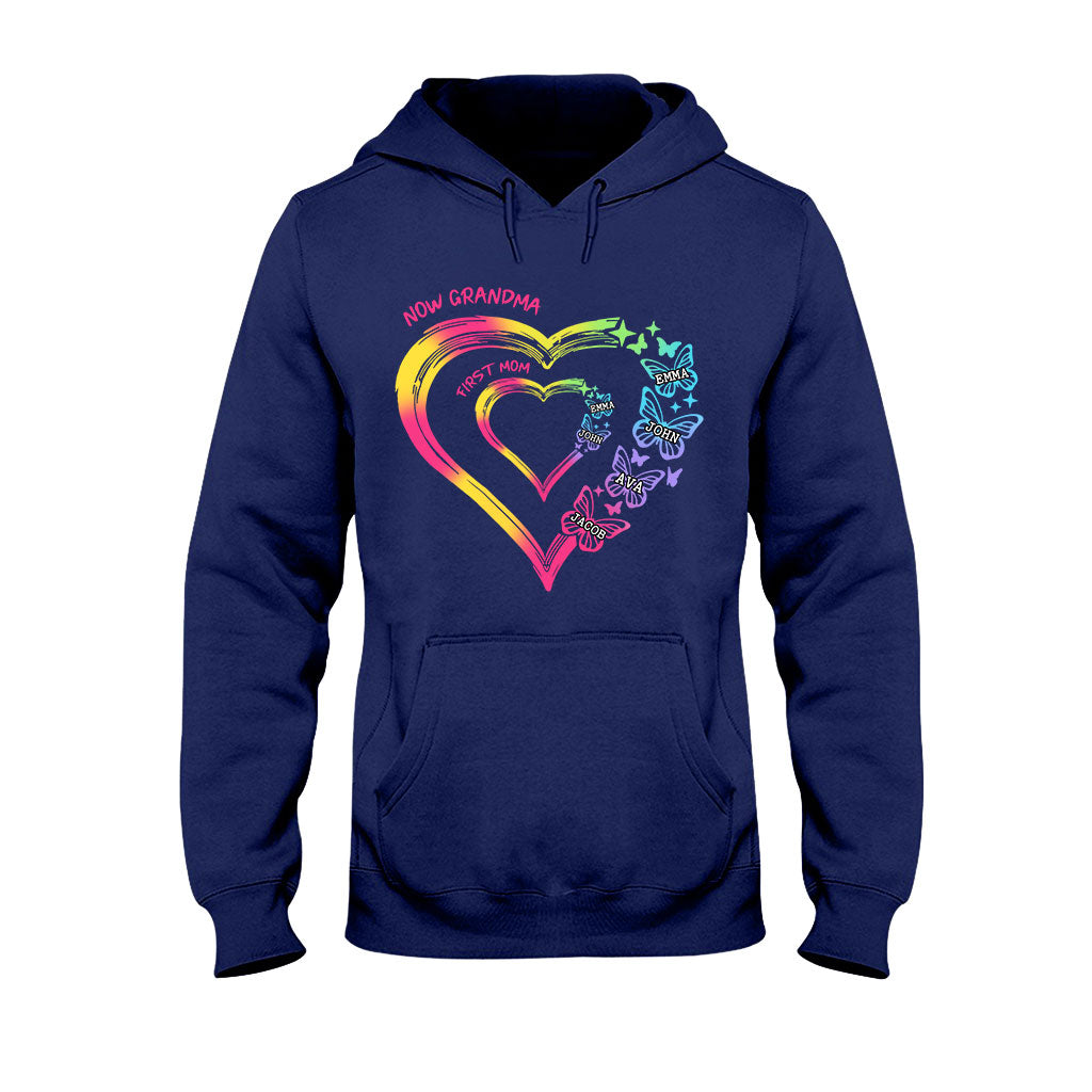 Any Title Of Mother And Grandma Double Heart Colorful - Personalized Grandma T-shirt And Hoodie