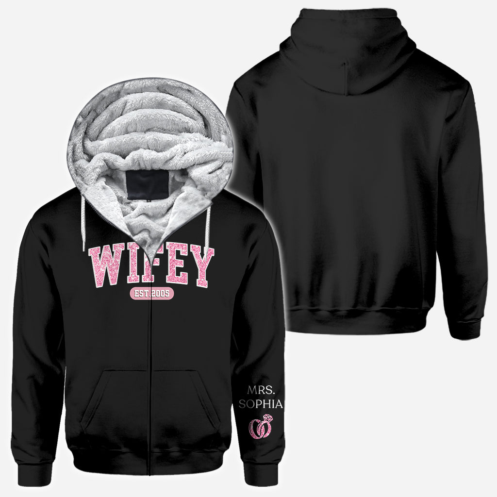 Wifey Est - T-shirt personnalisé mari et femme imprimé sur toute la surface
