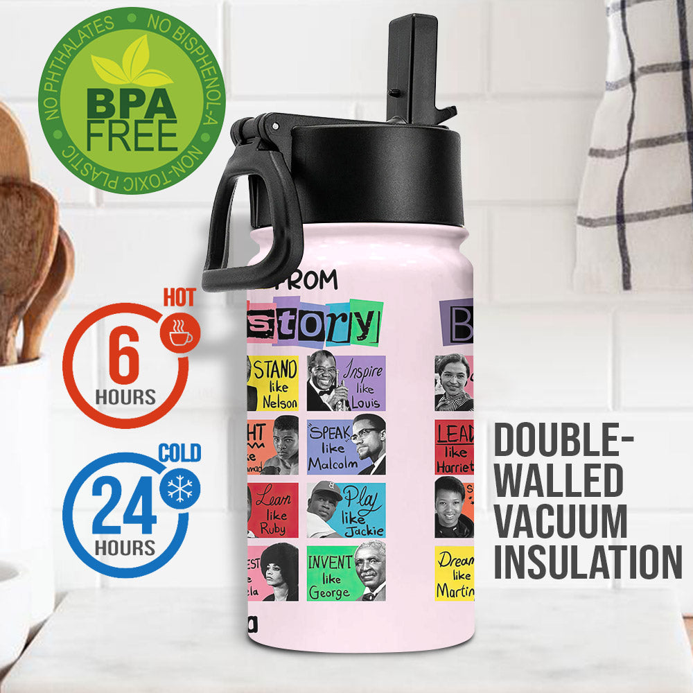 Ce que nous apprenons sur l'histoire des Noirs - Gourde personnalisée pour enfants afro-américains