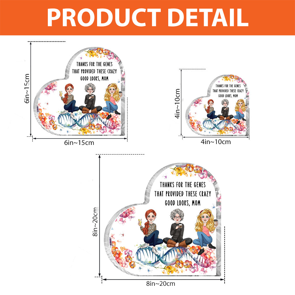 Merci pour les gènes - Plaque acrylique personnalisée « Maman » en forme de pièce