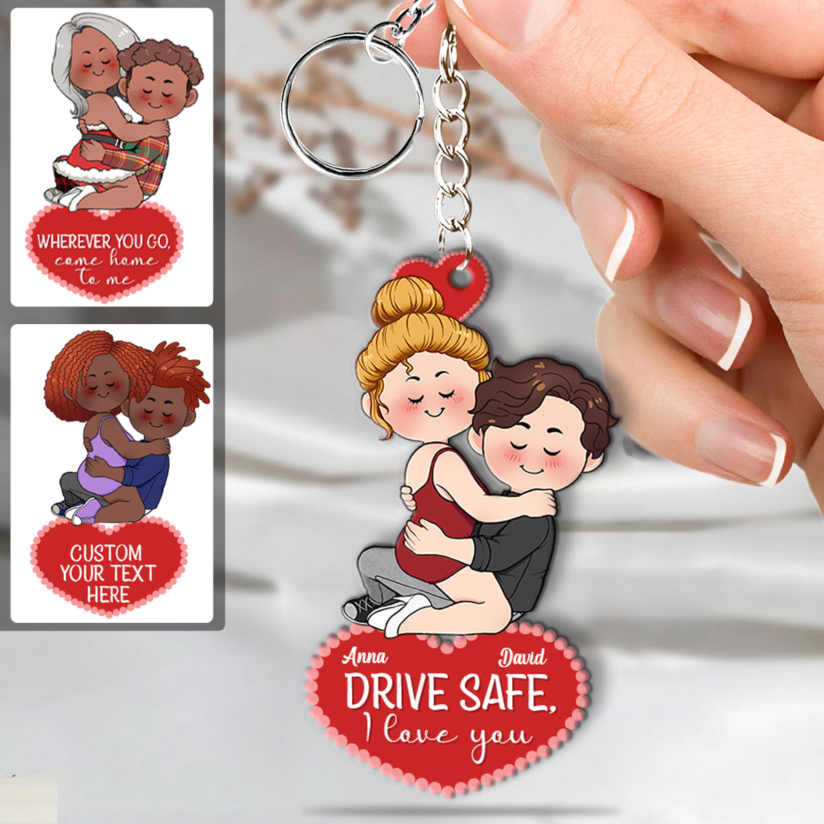 Conduis prudemment, je t'aime - Porte-clés personnalisé pour couple
