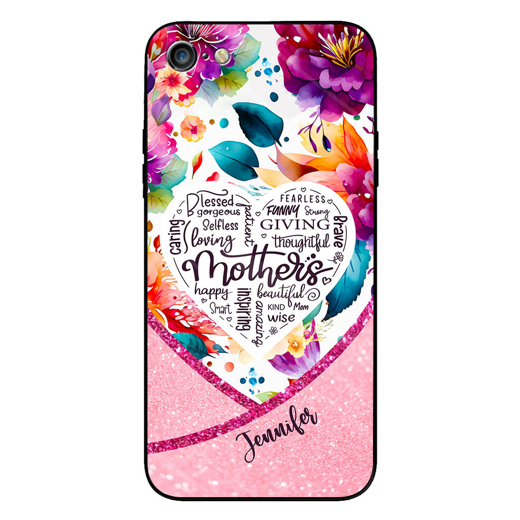 Coque de téléphone transparente personnalisée « Maman est belle » à motif floral vibrant
