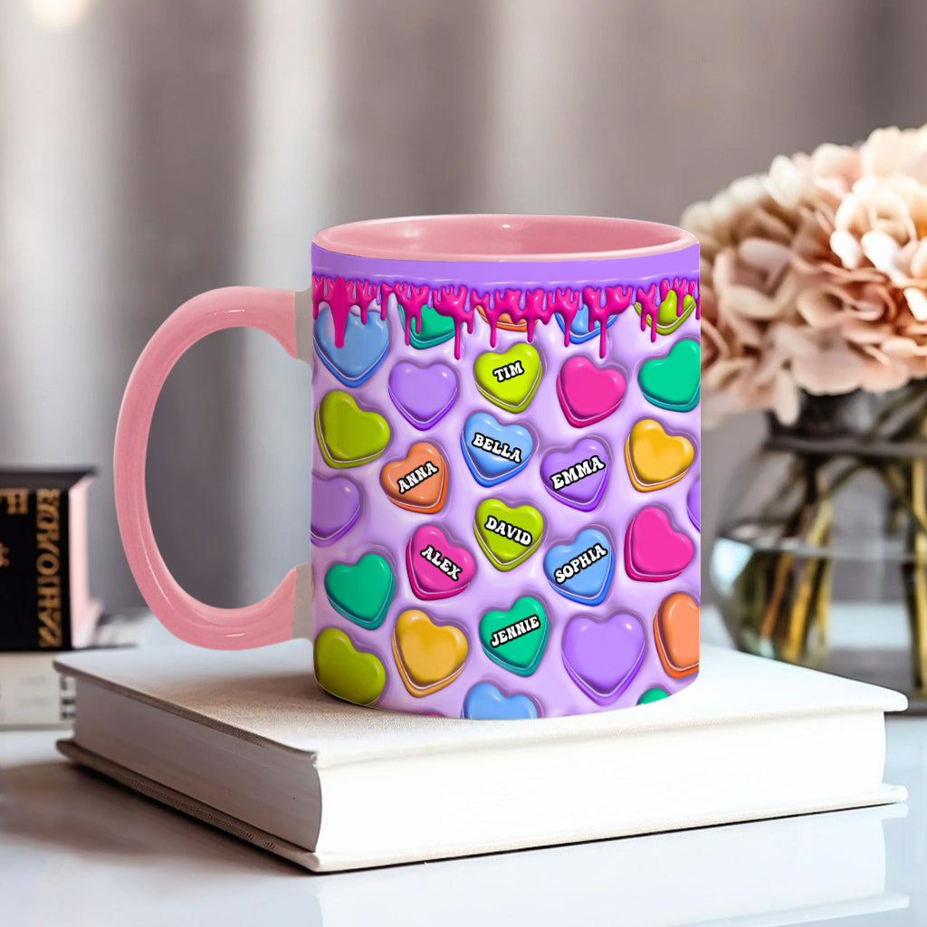 Touche ce cœur, je t'aime mamie, mamie, mamie, maman - Mug personnalisé pour maman