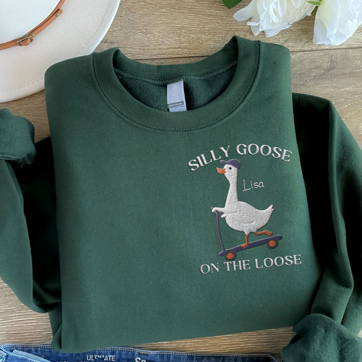 Sweat-shirt brodé Silly Goose - Pull brodé sarcastique personnalisé