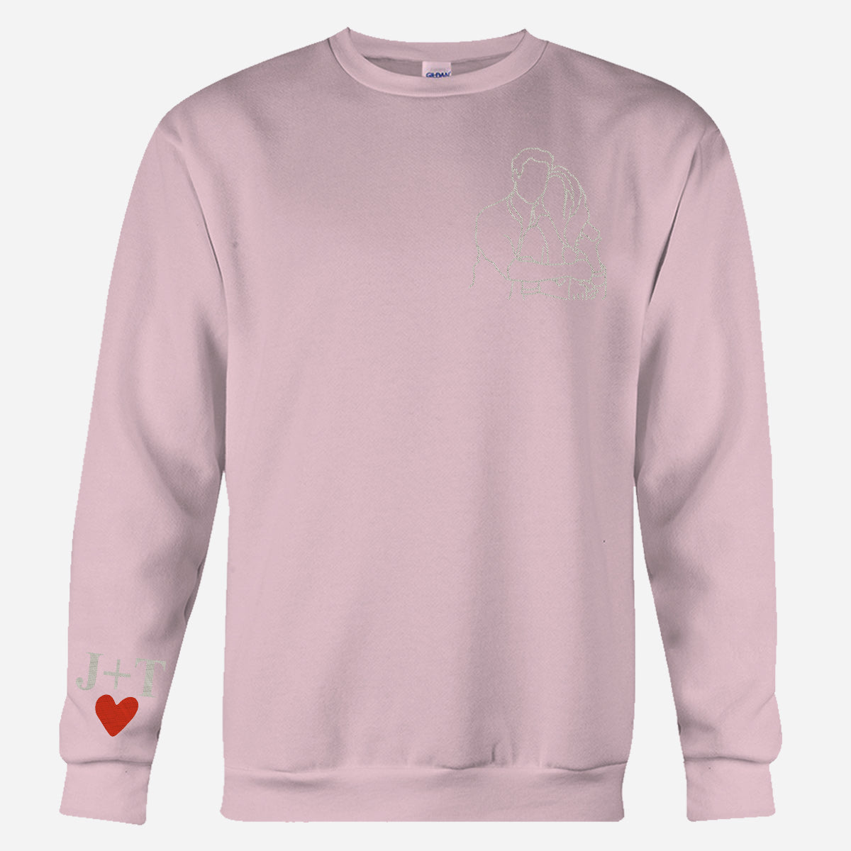 Pull brodé personnalisé pour couple avec photo au trait