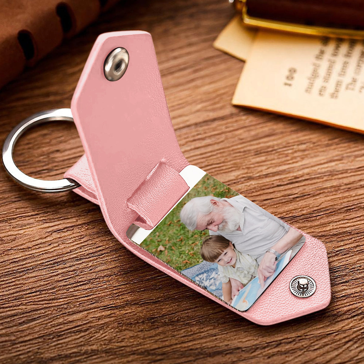 Meilleur grand-père du monde - Cadeau pour grand-père - Porte-clés photo personnalisé en cuir
