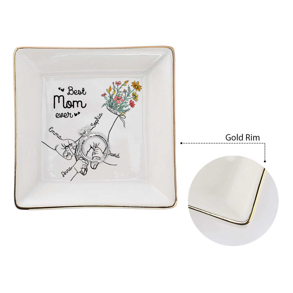 Illustration vectorielle des mains d'une maman et de ses enfants - Porte-bijoux personnalisé pour maman