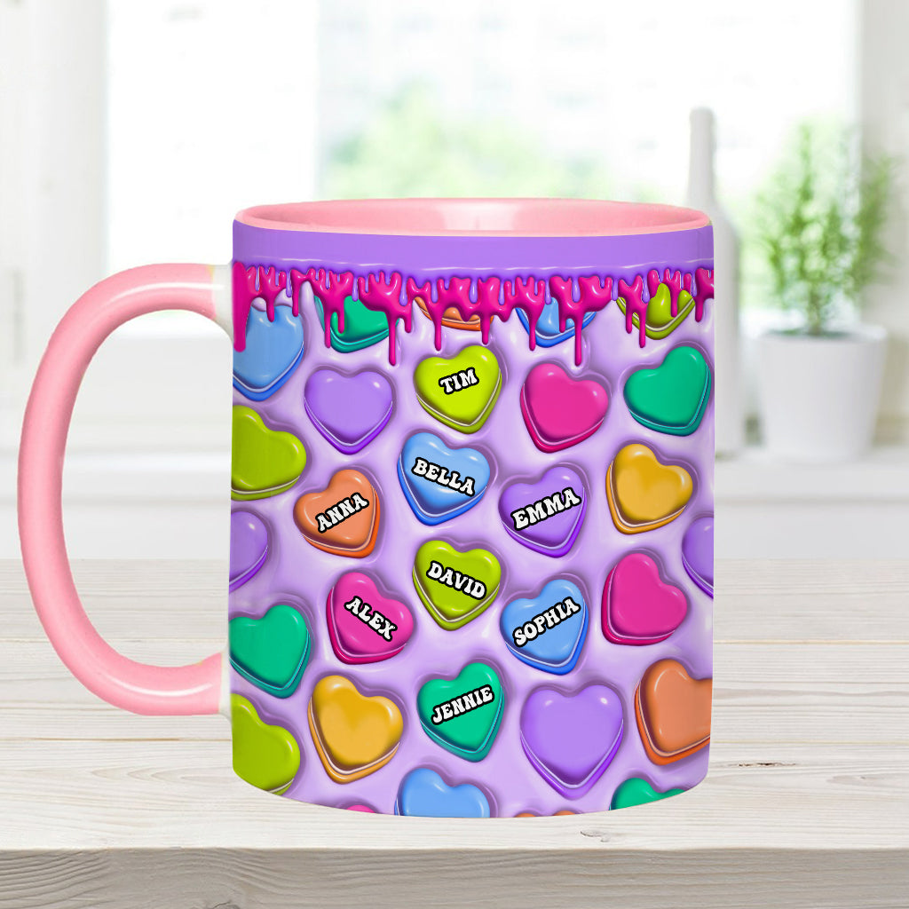 Touche ce cœur, je t'aime mamie, mamie, mamie, maman - Mug personnalisé pour maman
