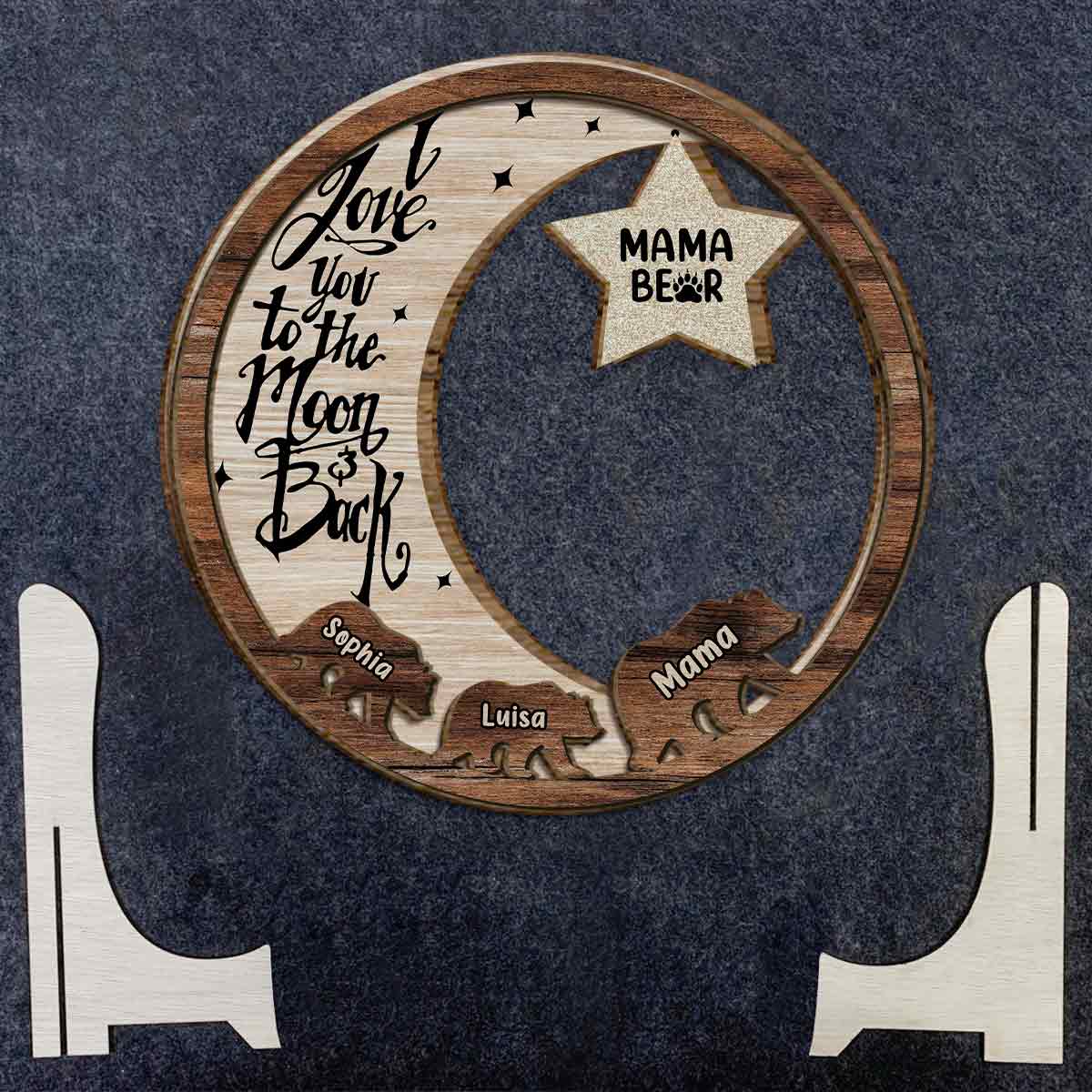 Plaque en bois personnalisée « Maman Ours » (titre au choix) - Panneau en bois double couche - Personnalisation possible