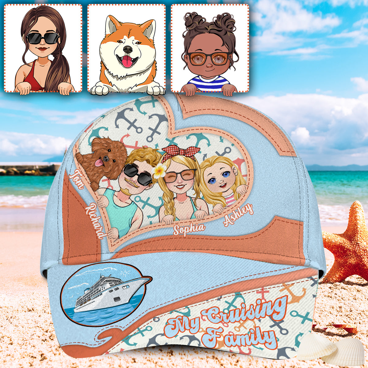 Ma famille de croisière - Casquette classique de croisière personnalisée
